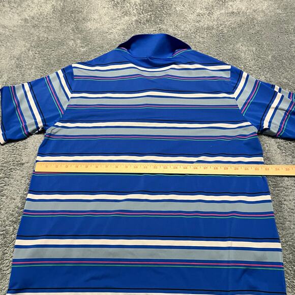 Nike Golf Polo Shirt Mens Large Blue Striped  Performance Dri Fit - Picture 7 of 8